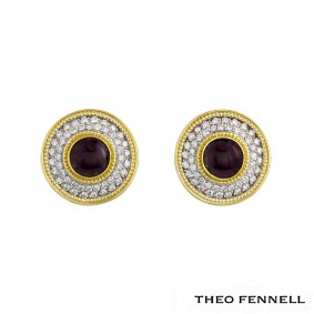 Theo Fennell 18k Yellow Gold Diamond & Pink Tourmaline Earrings 2.16ct